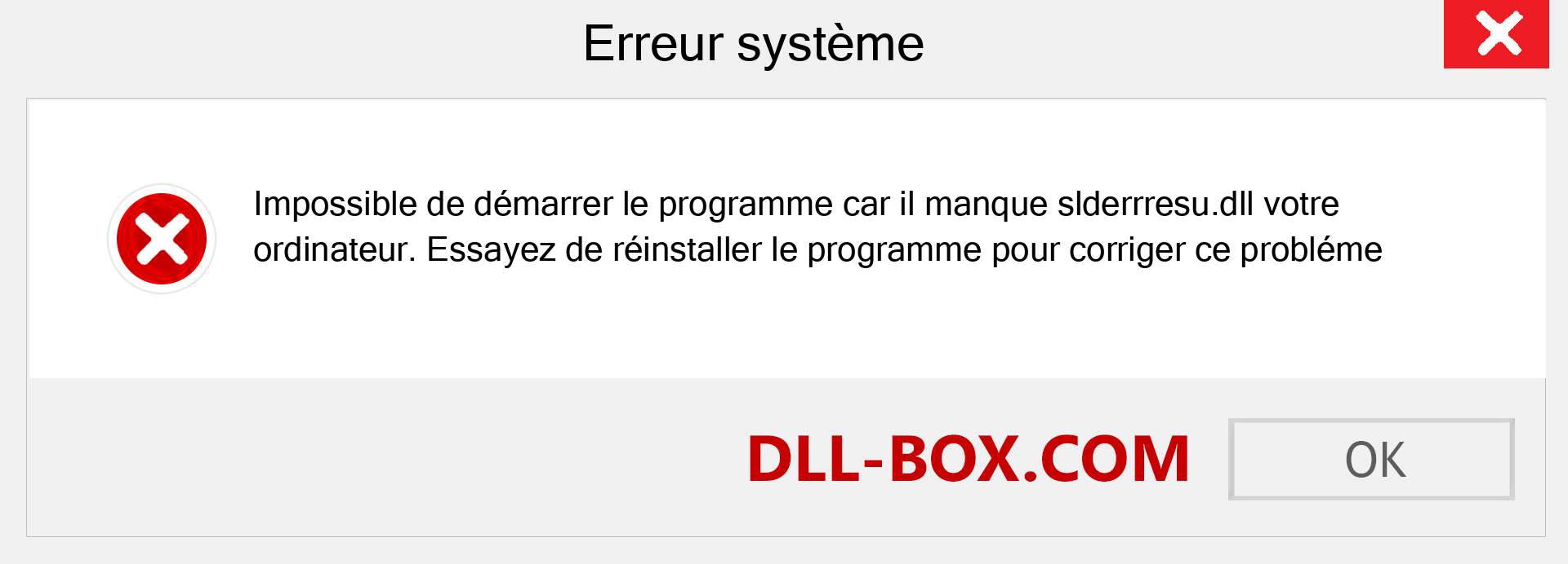 Le fichier slderrresu.dll est manquant ?. Télécharger pour Windows 7, 8, 10 - Correction de l'erreur manquante slderrresu dll sur Windows, photos, images