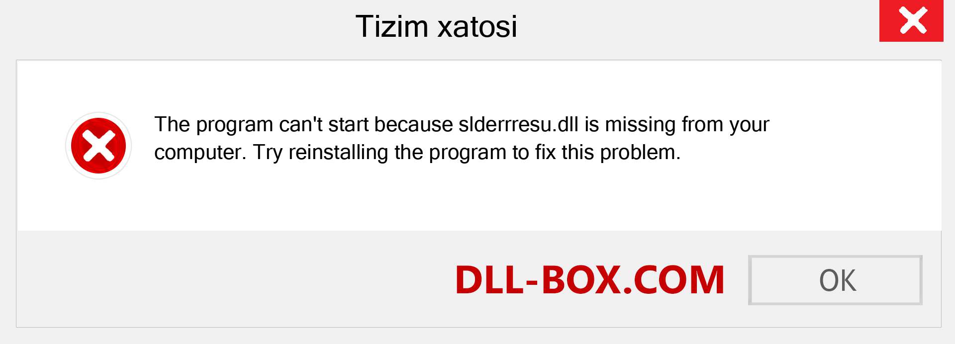 slderrresu.dll fayli yo'qolganmi?. Windows 7, 8, 10 uchun yuklab olish - Windowsda slderrresu dll etishmayotgan xatoni tuzating, rasmlar, rasmlar